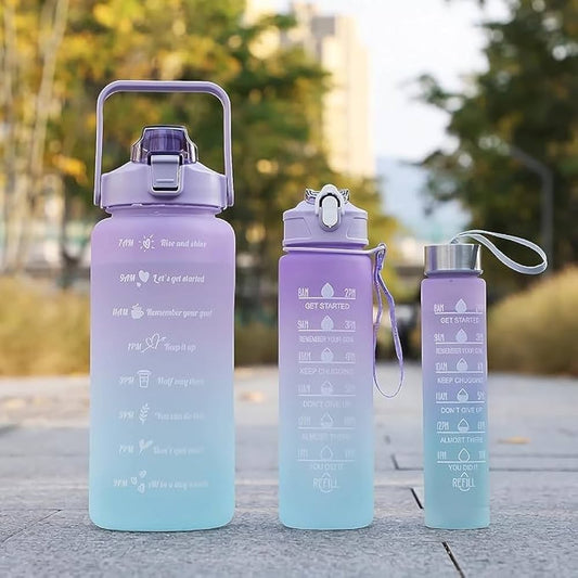 3-in-1 Motivational Water Bottle Combo Set (2000ML, 1000ML, 500ML)